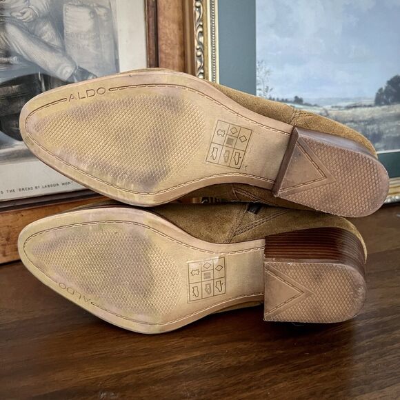 Aldo Tan Brown Suede Zip Ankle Bootie Boot Women Size 8.5 EUC - Picture 8 of 8